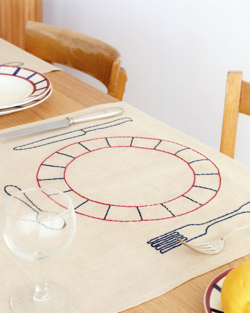 Double Placemats Assiettes Béarn - Navy and Burgundy