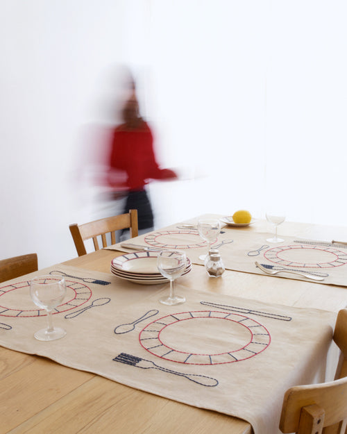 Double Placemats Assiettes Béarn - Navy and Burgundy