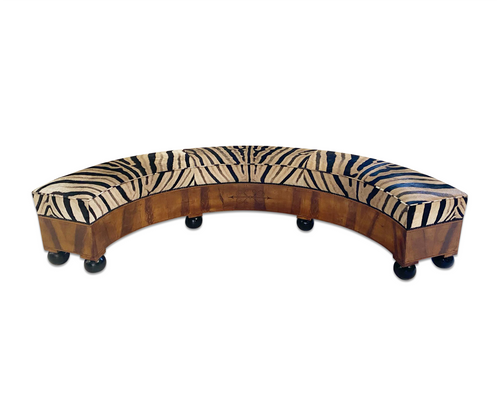 19th Century Fruitwood Banquette in Zebra Hide - FORSYTH