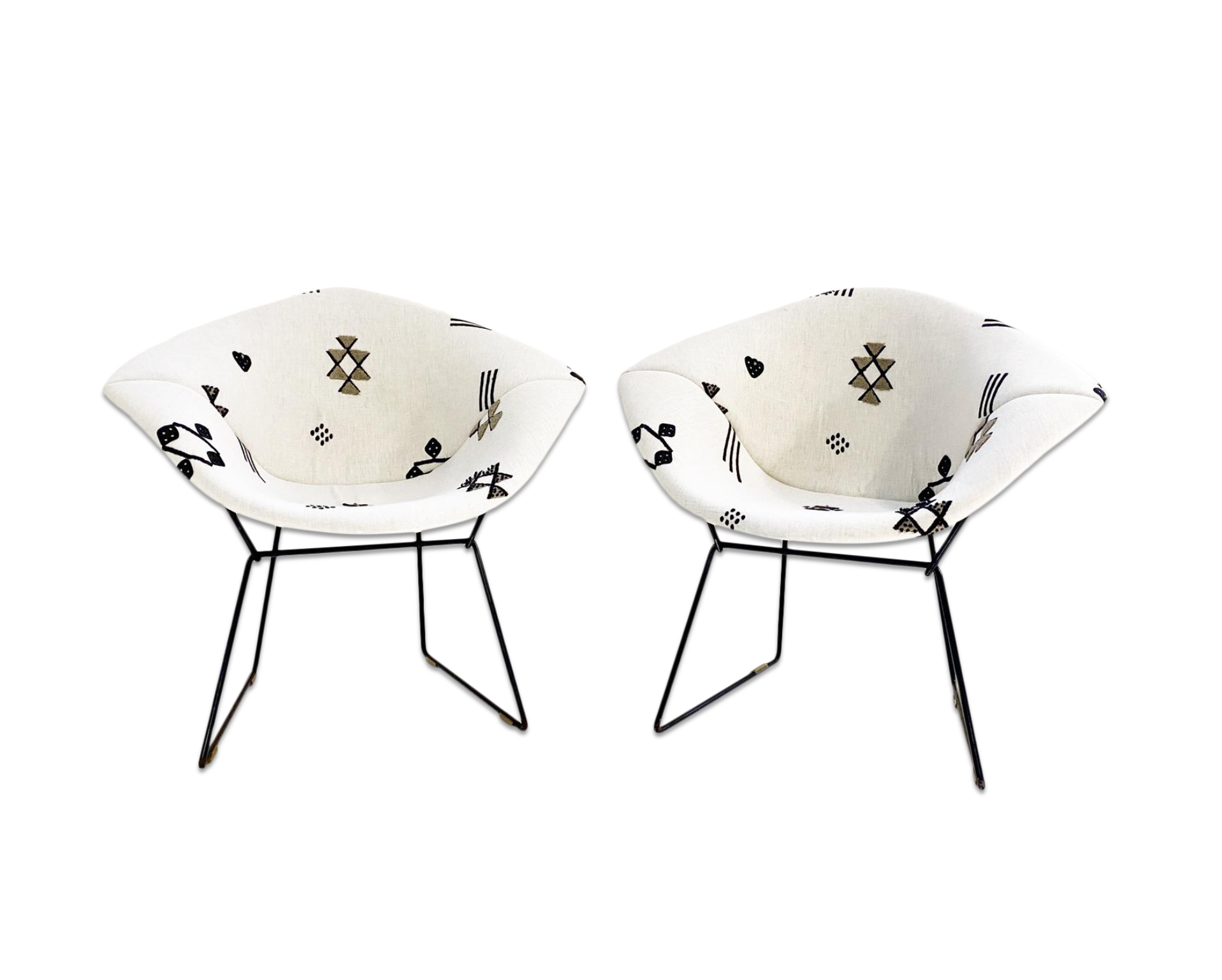 Diamond Chairs in Schumacher Embroidered Linen - FORSYTH