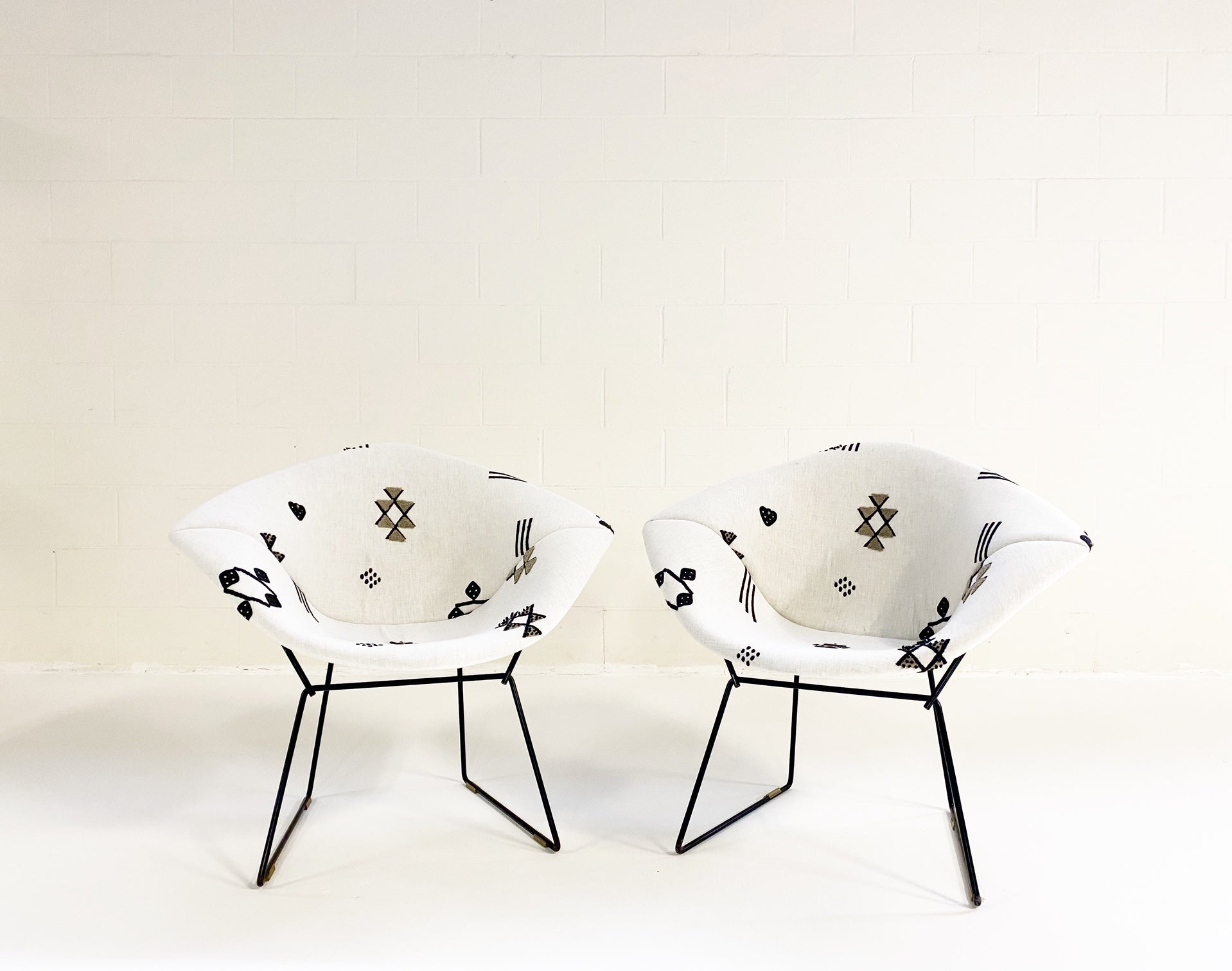 Diamond Chairs in Schumacher Embroidered Linen - FORSYTH