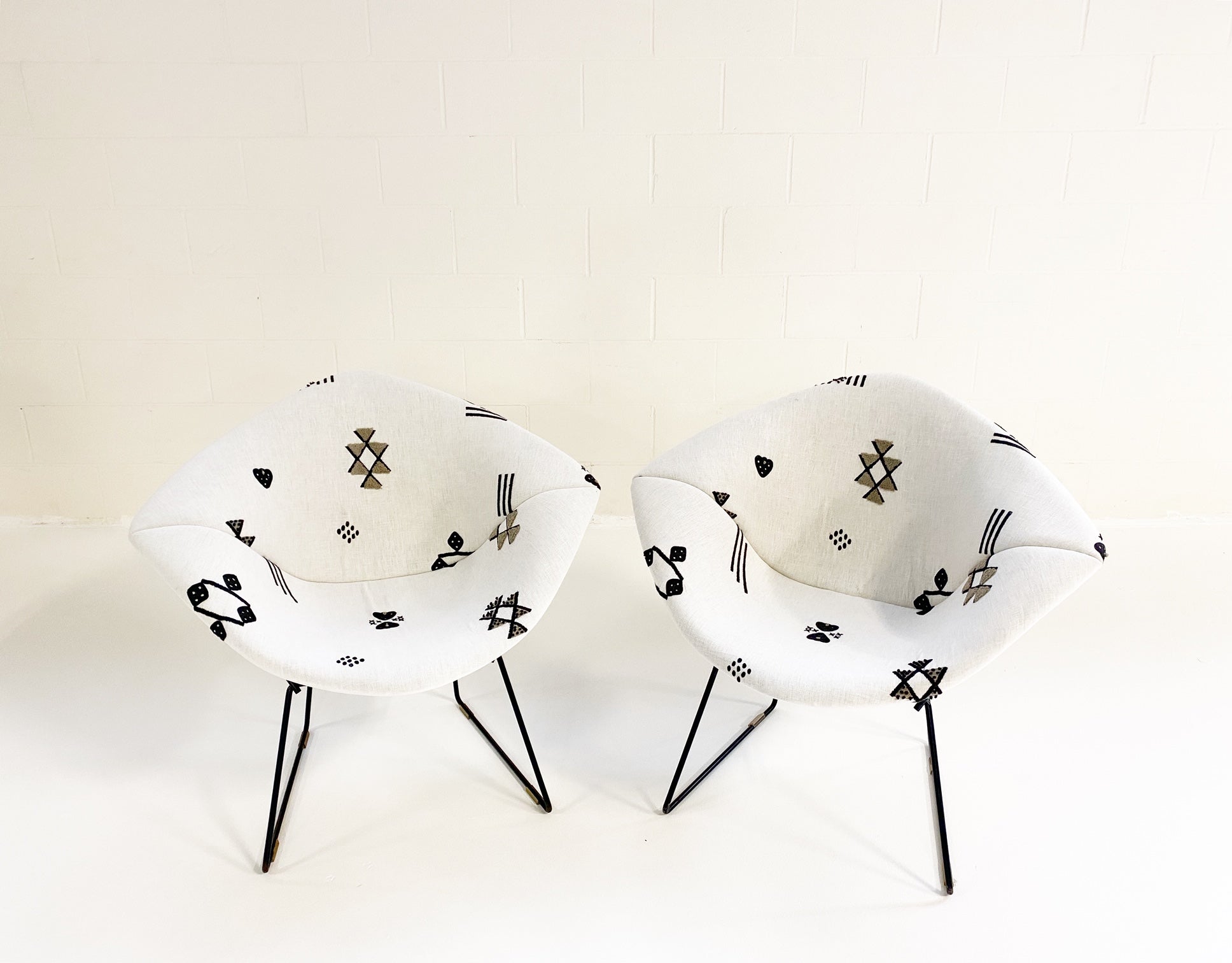 Diamond Chairs in Schumacher Embroidered Linen - FORSYTH