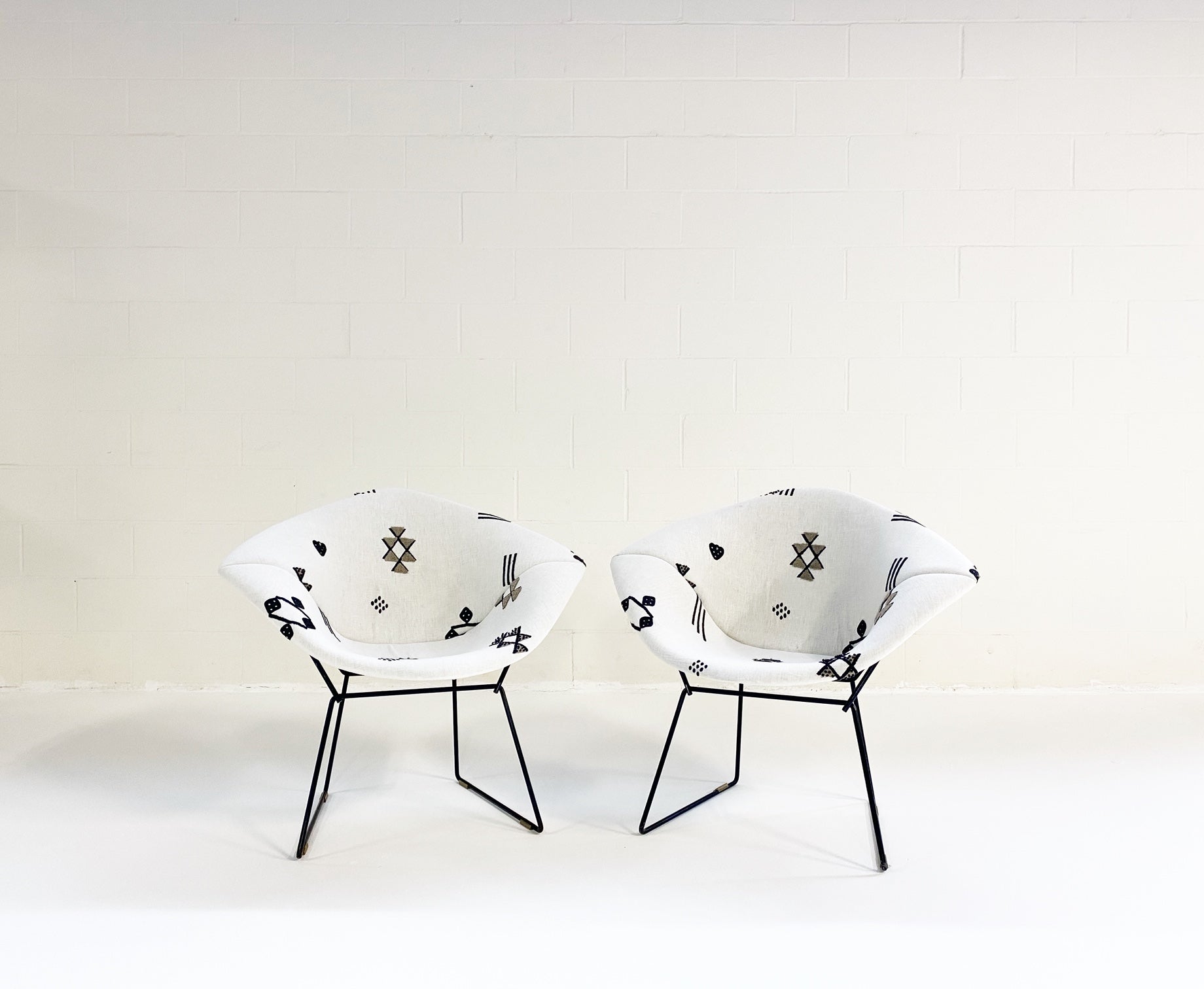 Diamond Chairs in Schumacher Embroidered Linen - FORSYTH