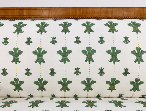 19th Century Biedermeier Parcel Ebonized Walnut Sofa in Beata Heuman "Florentine Flowers"