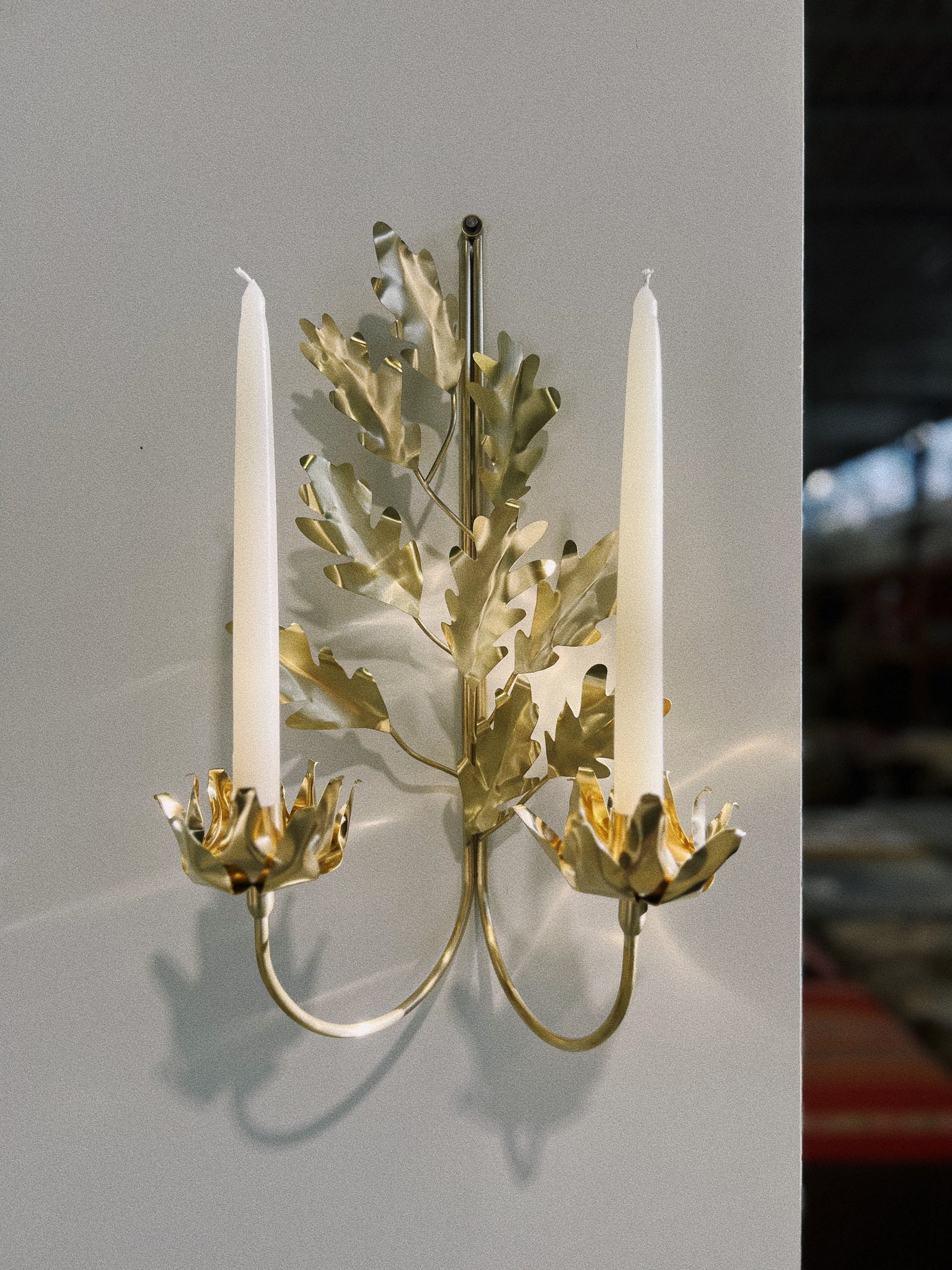 Oak Leaf Double Candle Sconce