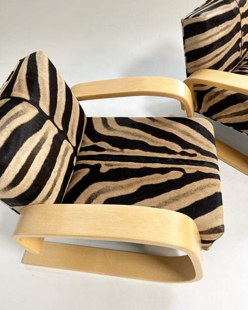 Model 400 "Tank" Lounge Chairs in Zebra, Pair