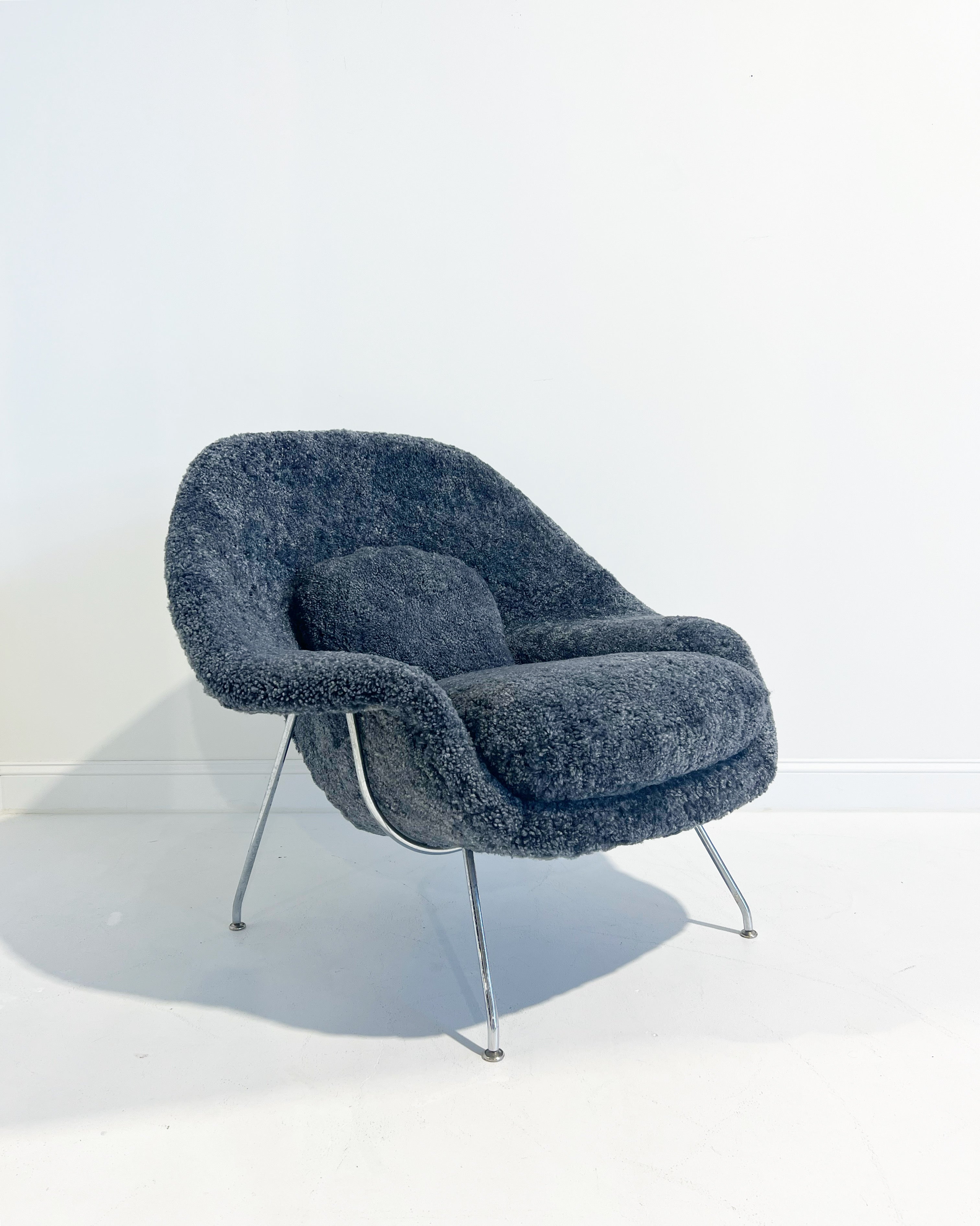 Bespoke Womb Chair and Ottoman in Shearling