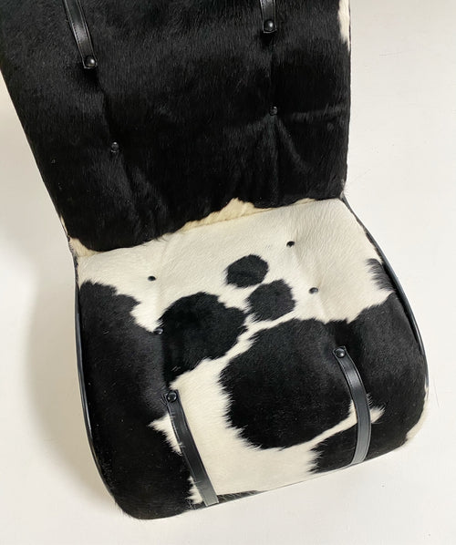 Fiberglass Lounge Chairs in Brazilian Cowhide and Leather, pair