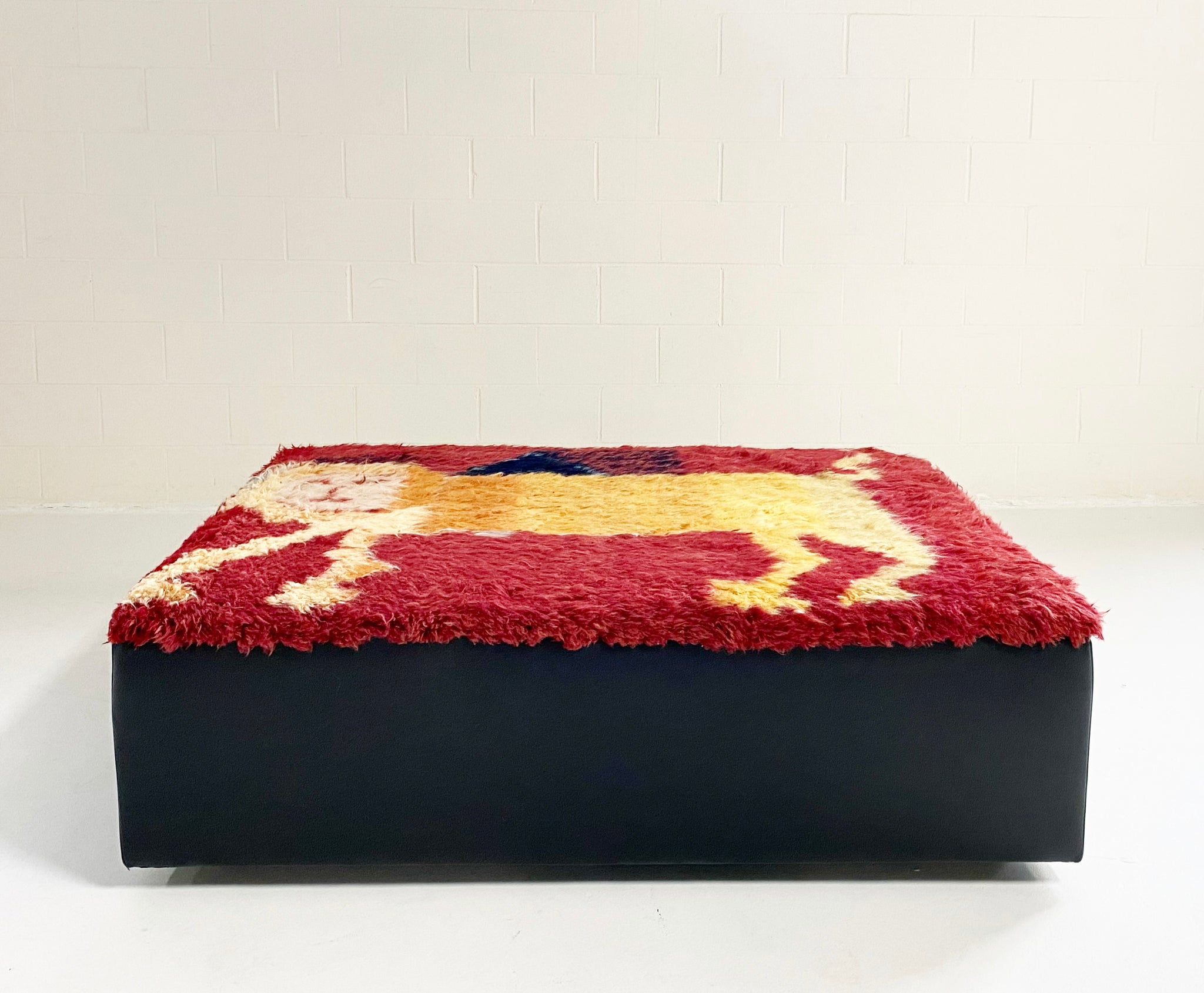 One-of-a-Kind Ottoman with Vintage Qashqai Gabbeh Rug from Iran