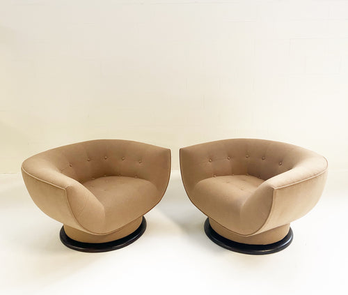 Swivel Lounge Chairs in Loro Piana Cashmere, pair - FORSYTH