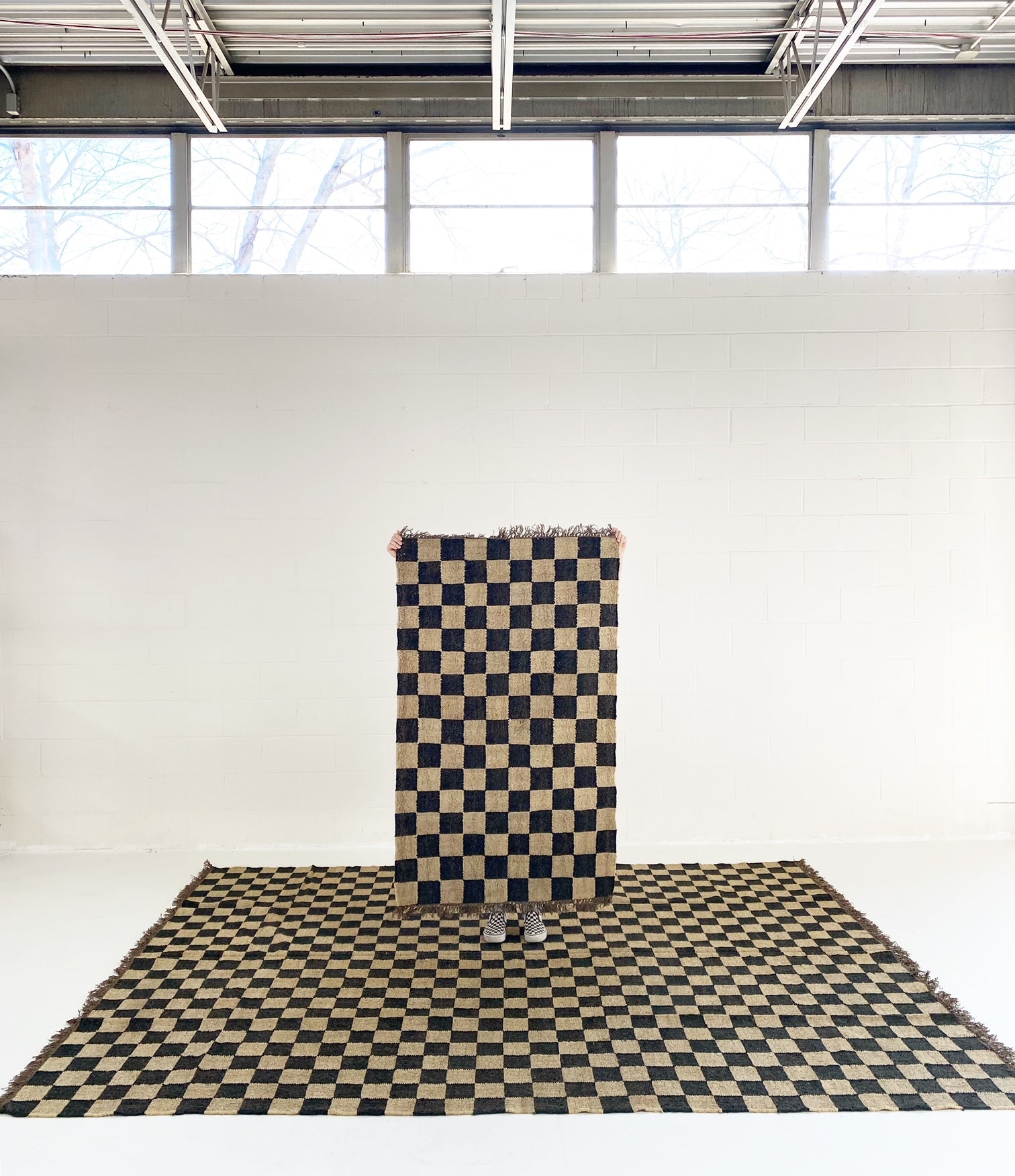 The Forsyth Checkerboard Rug - Off Black