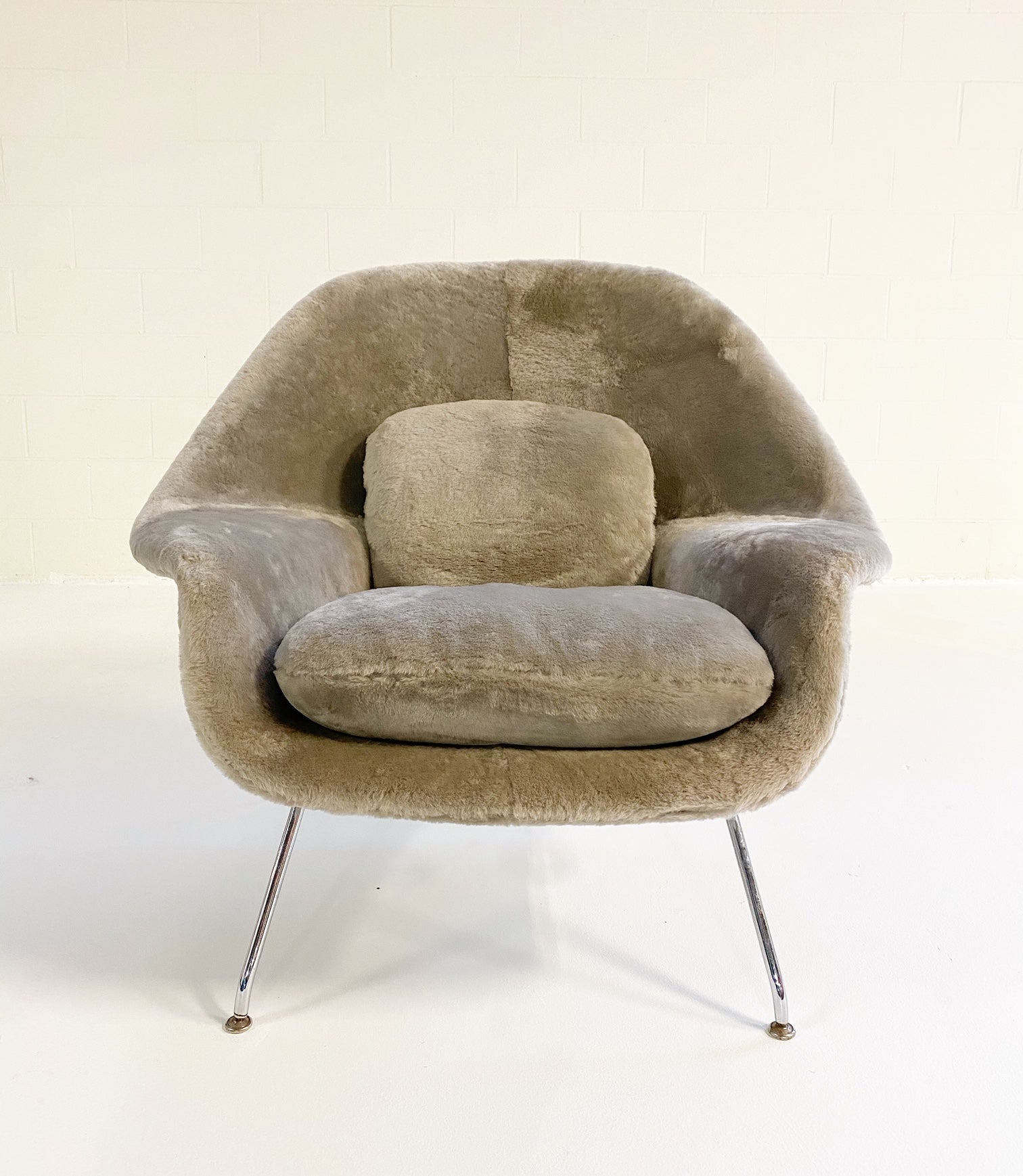 Bespoke Womb Chair and Ottoman in Shearling