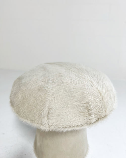 The Forsyth Mushroom Pouf in Ivory Cowhide