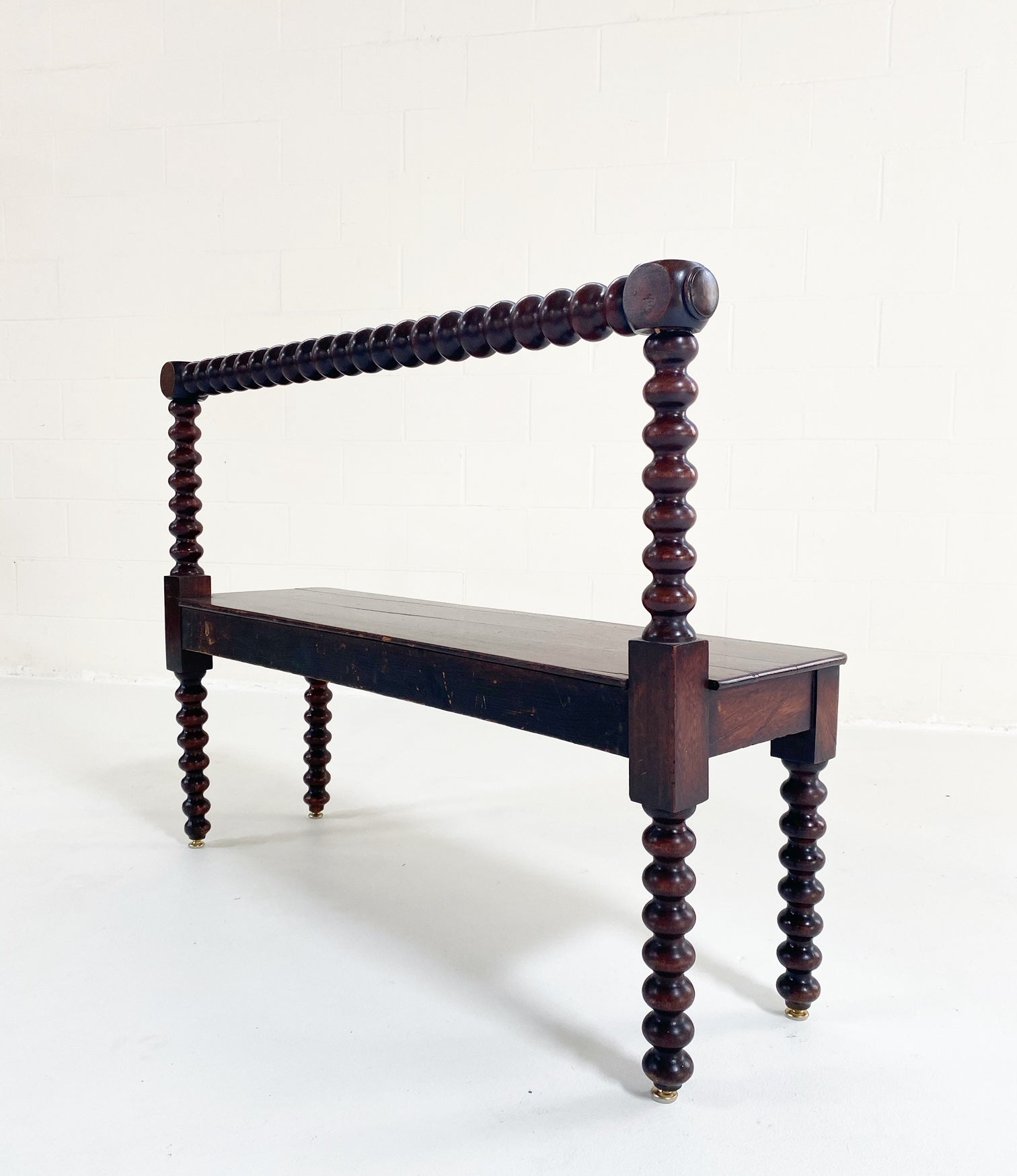 English Bobbin-Turned Mahogany Hall Bench
