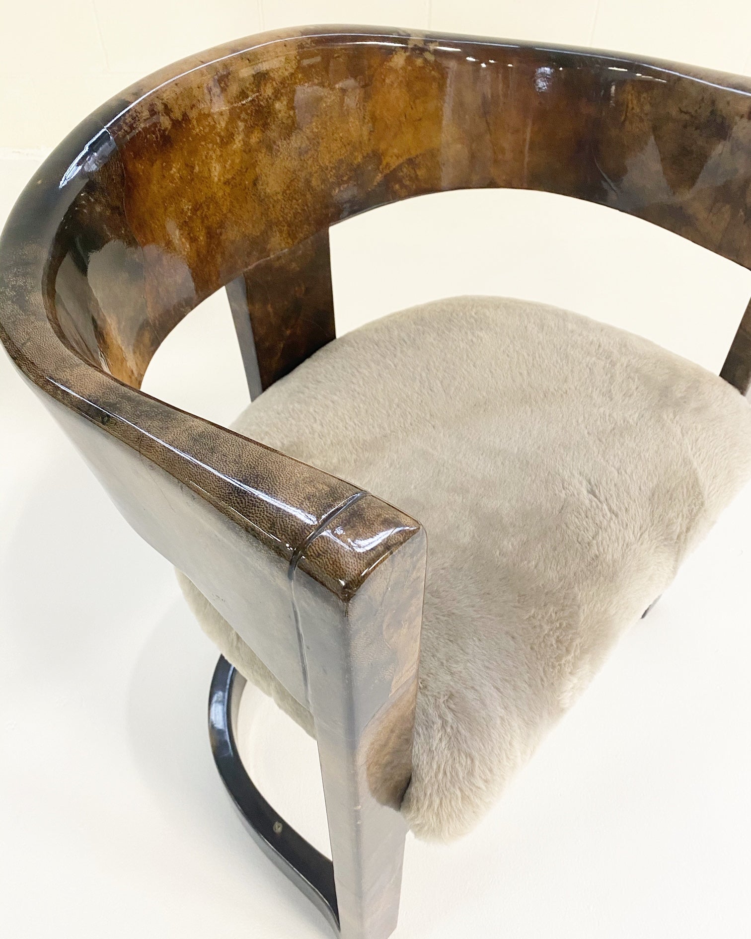 Lacquered Goatskin Armchair in Shearling - FORSYTH