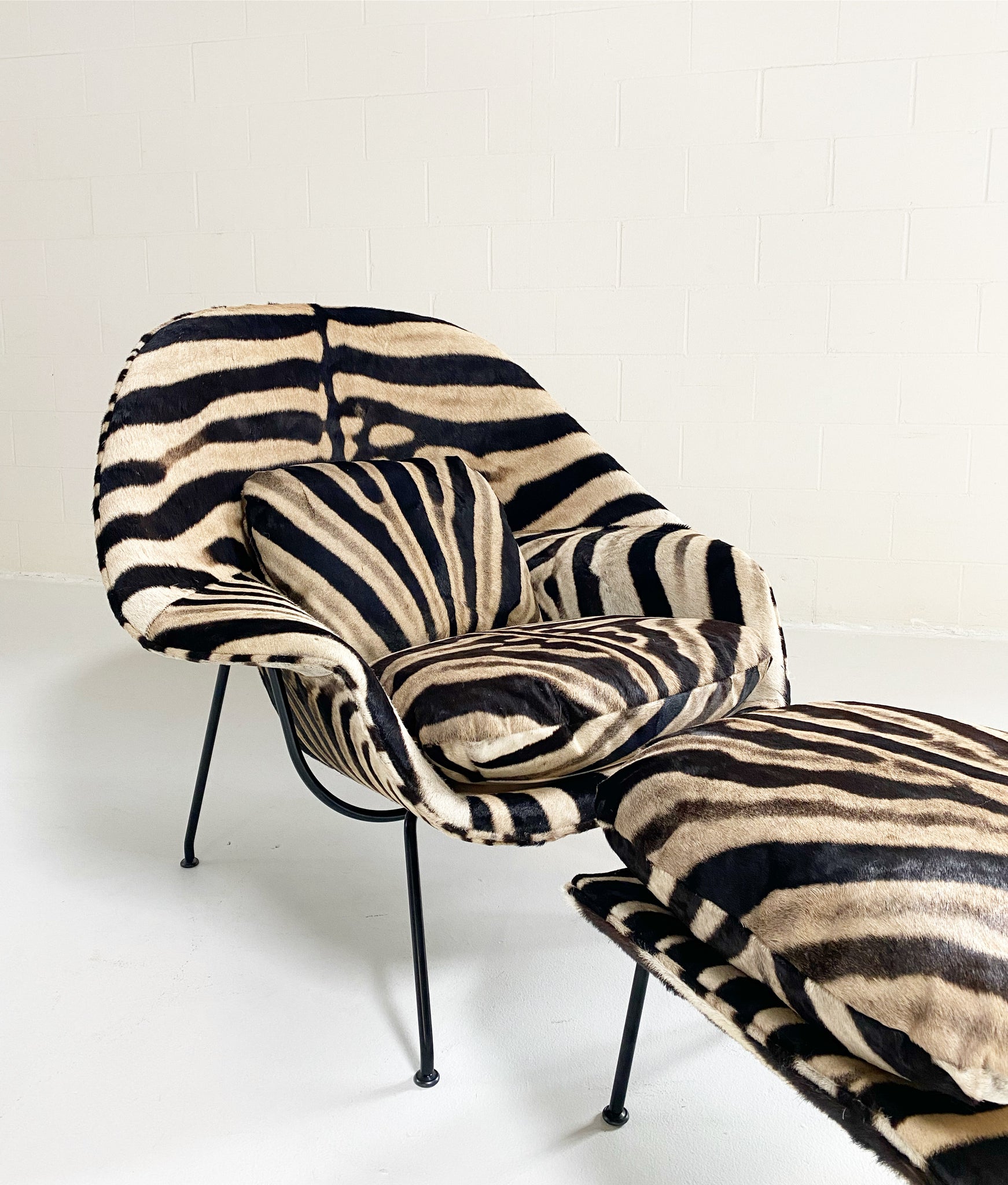 Bespoke Womb Chair and Ottoman in Zebra Hide