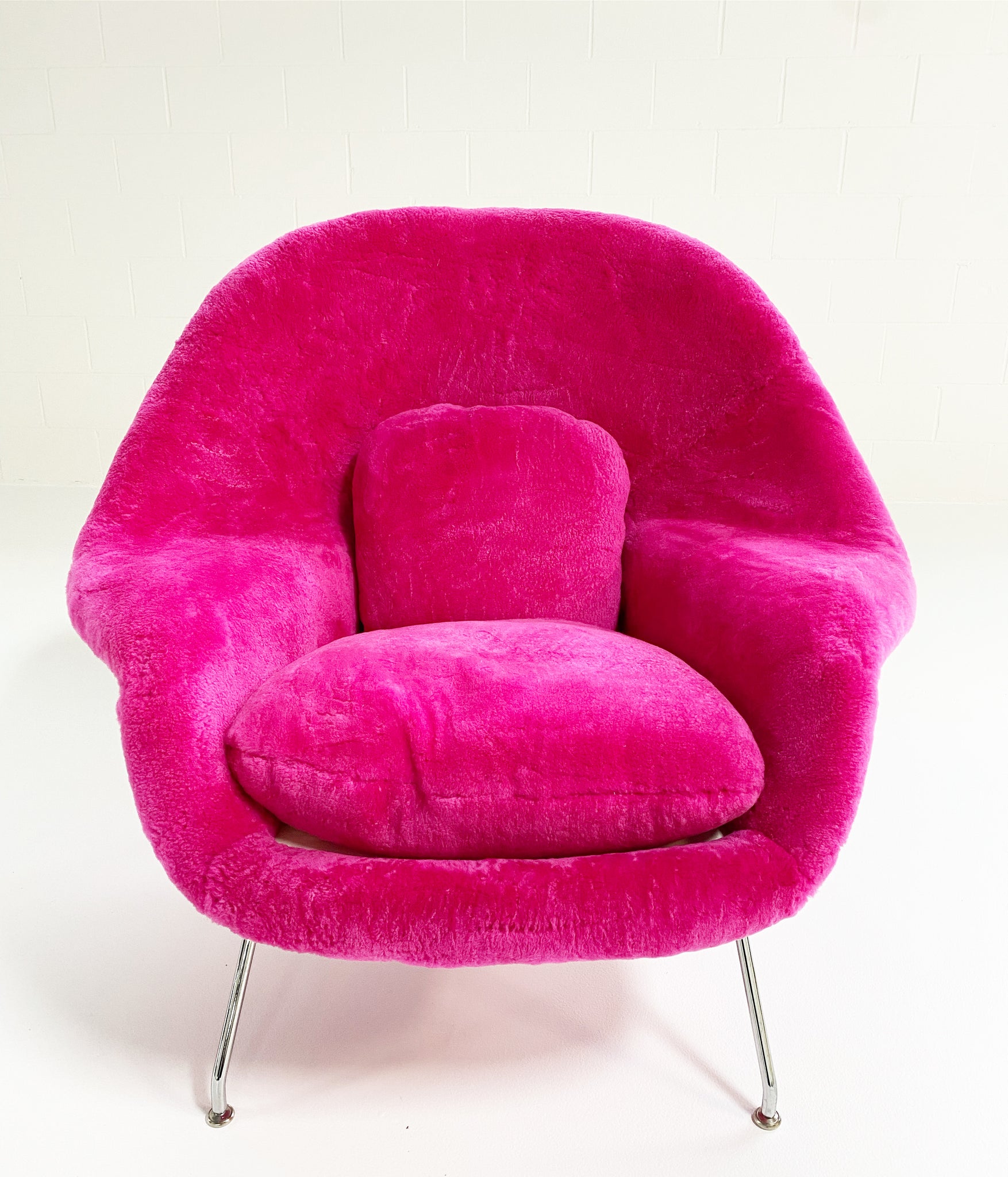 Bespoke Womb Chair and Pouf Ottoman in Patagonia Shearling