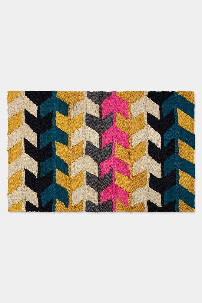 Arrow Stripe Jute Mat - Mustard