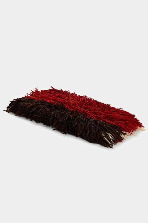 Super Shaggy Rug - Maroon and Ivory