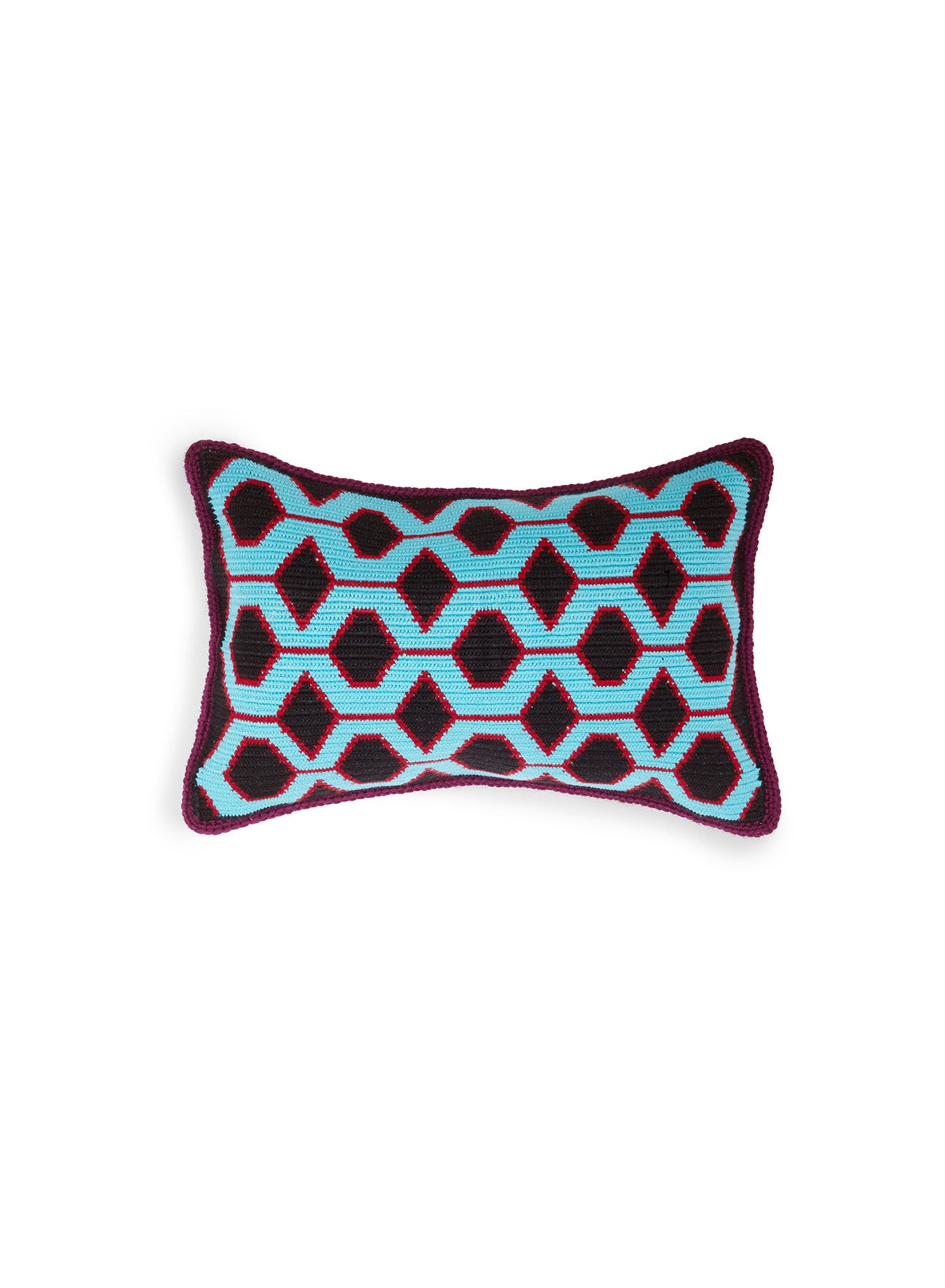 Geometric Jacquard Knitted Pillow - Blue