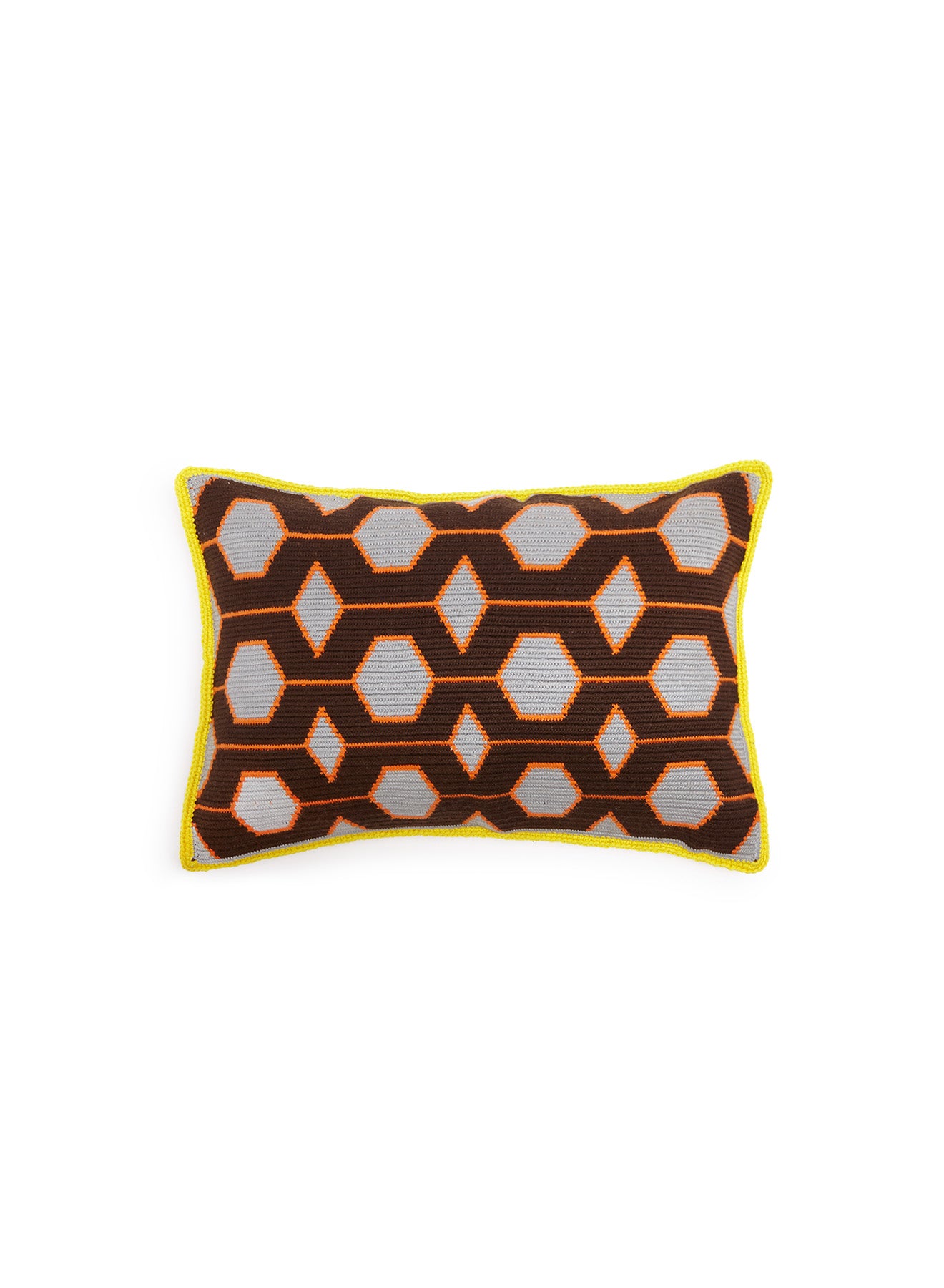 Geometric Jacquard Knitted Pillow - Grey