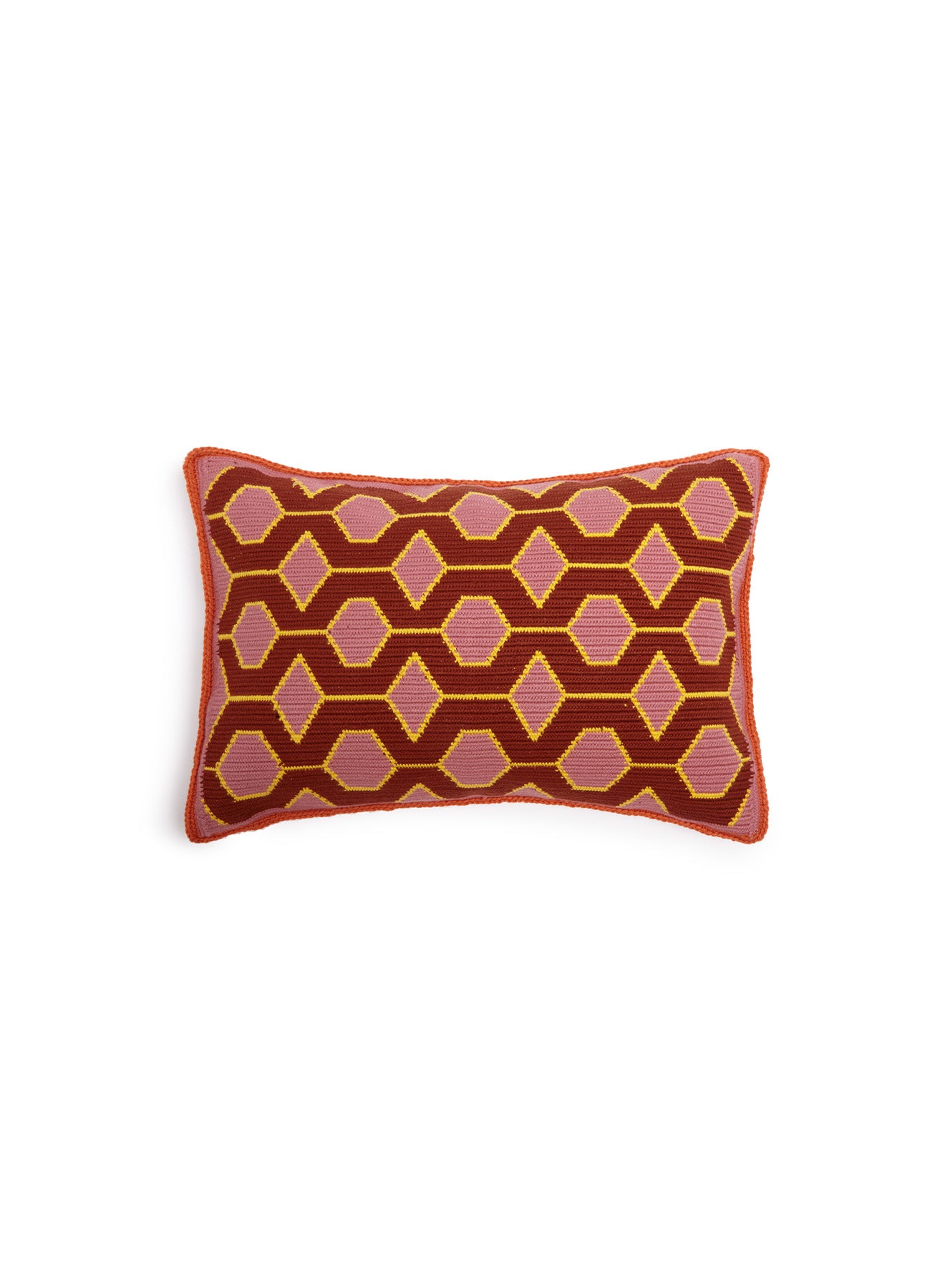 Geometric Jacquard Knitted Pillow - Pink