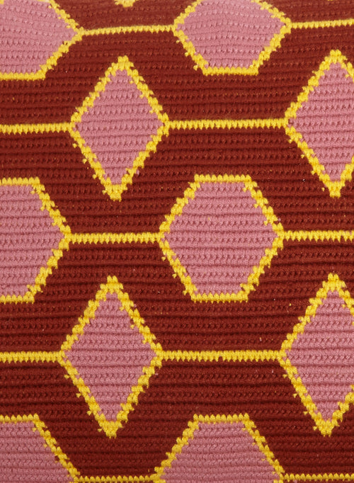 Geometric Jacquard Knitted Pillow - Pink