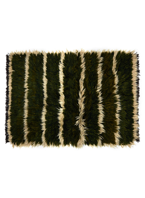 Super Shaggy Rug - Dark Green and Beige