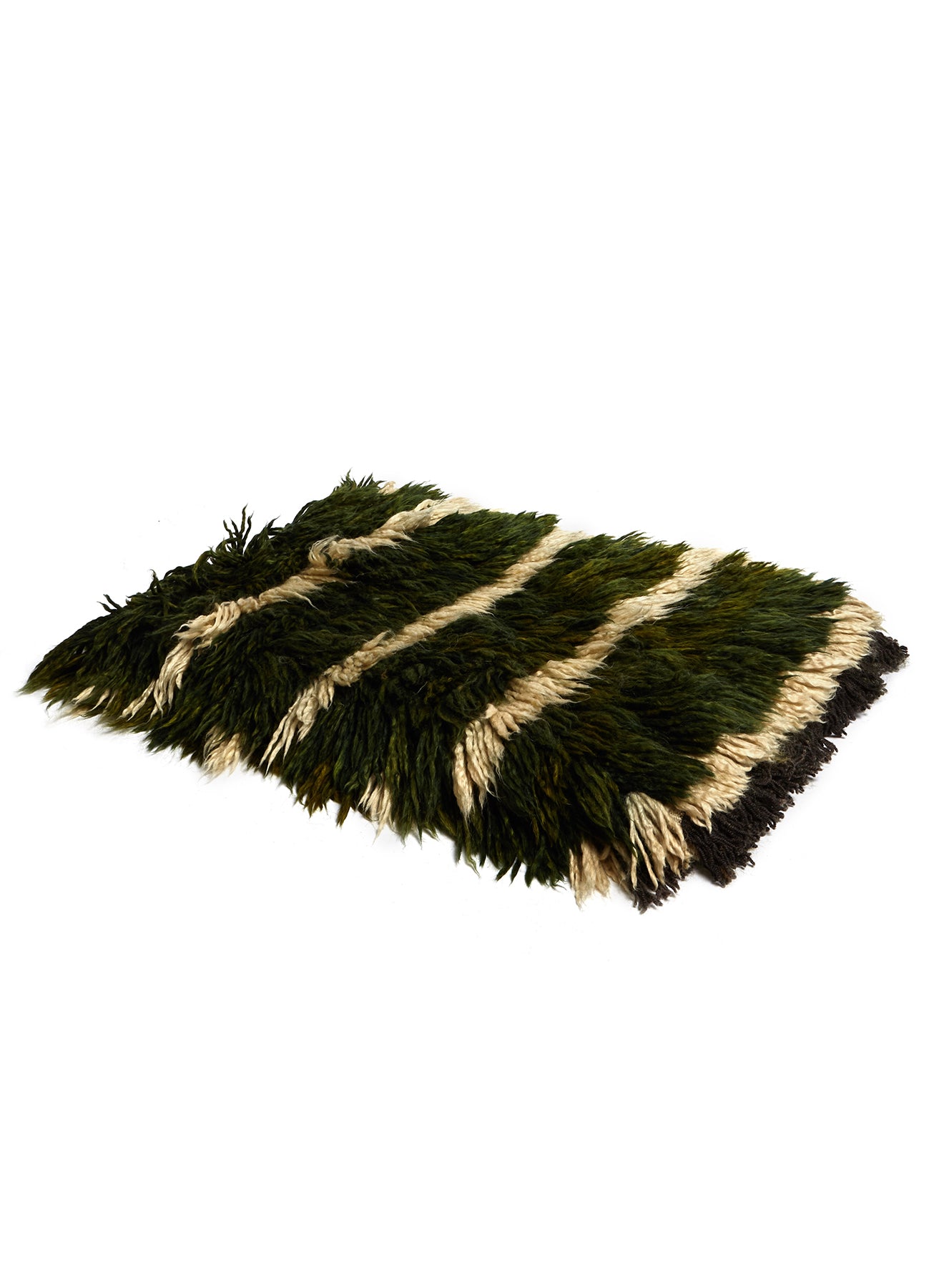 Super Shaggy Rug - Dark Green and Beige