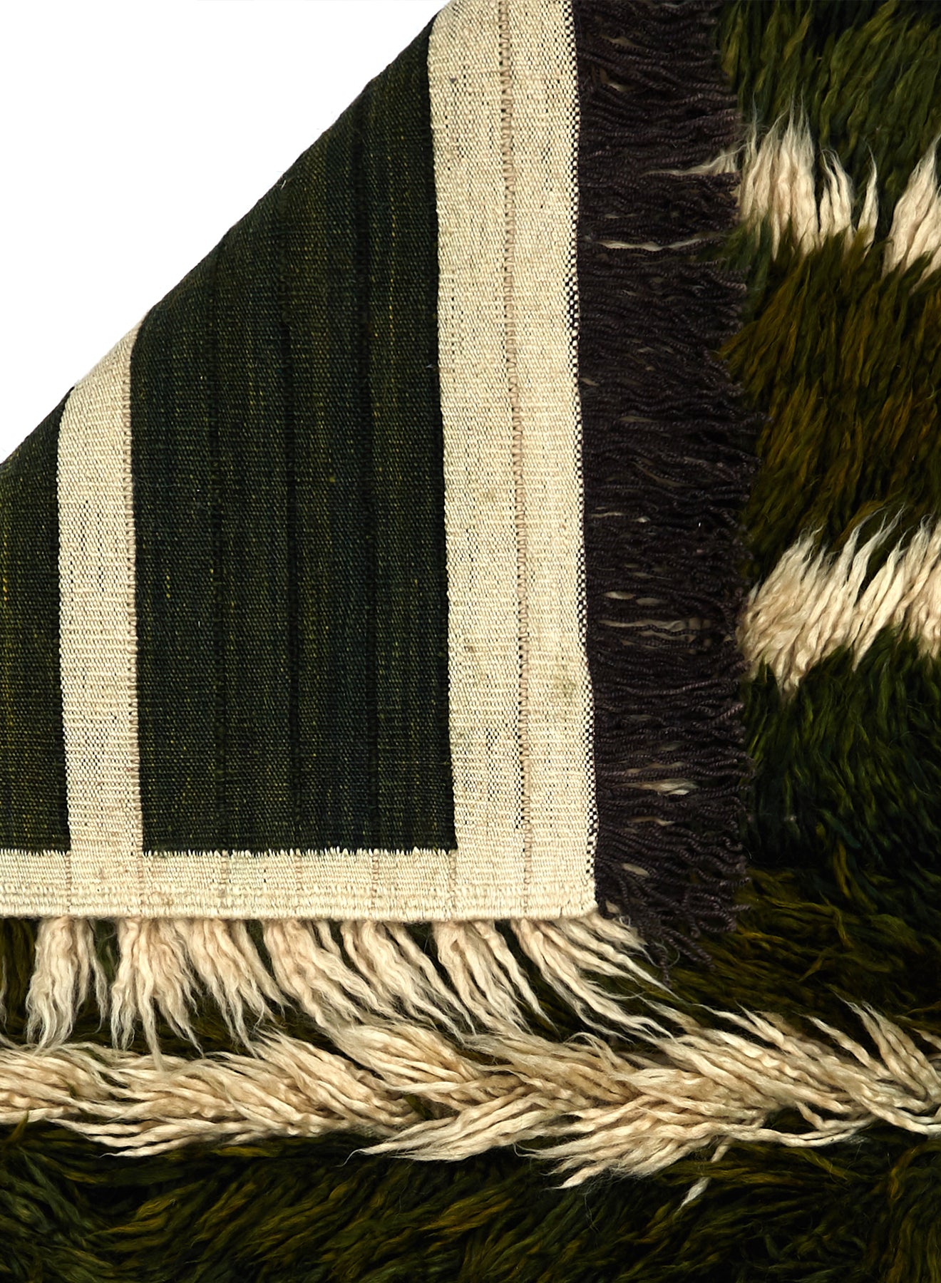 Super Shaggy Rug - Dark Green and Beige