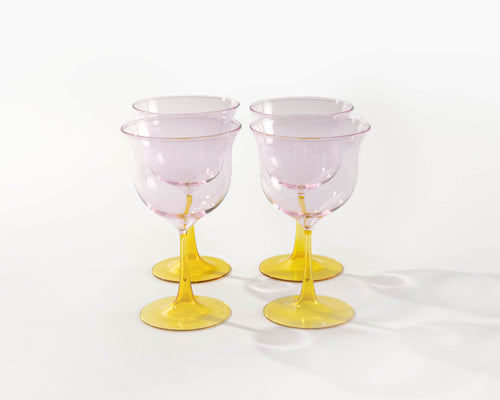 Cosimo Wine Glasses, Pink-Yellow, set of 4