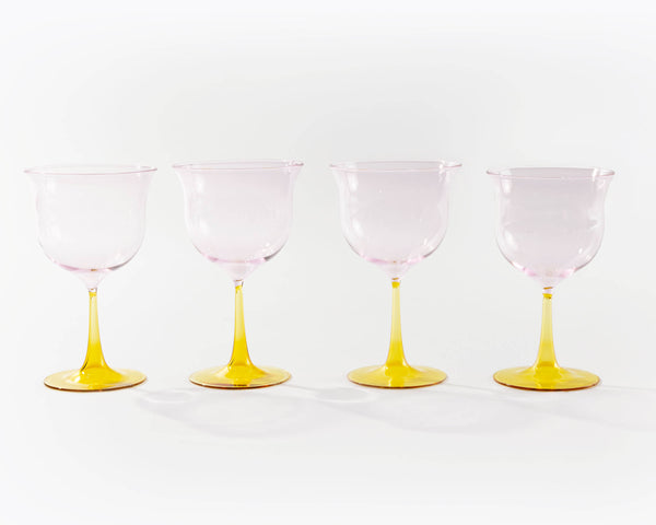 Cosimo Wine Glasses, Pink-Yellow, set of 4