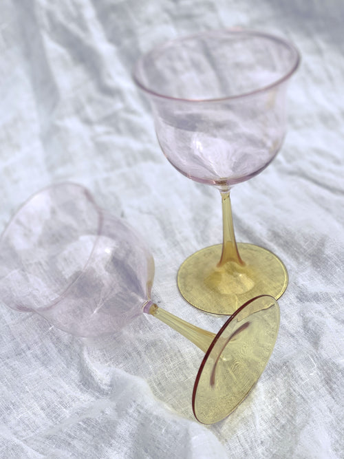 Cosimo Wine Glasses, Pink-Yellow, set of 4