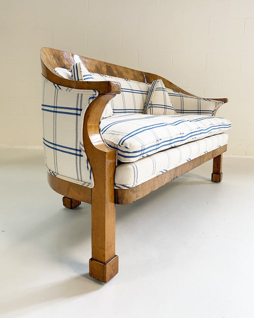 Biedermeier Loveseat in Schumacher Indigo Plaid - FORSYTH