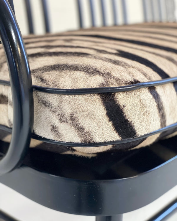 Bentwood Bench with Custom Zebra Hide Cushion