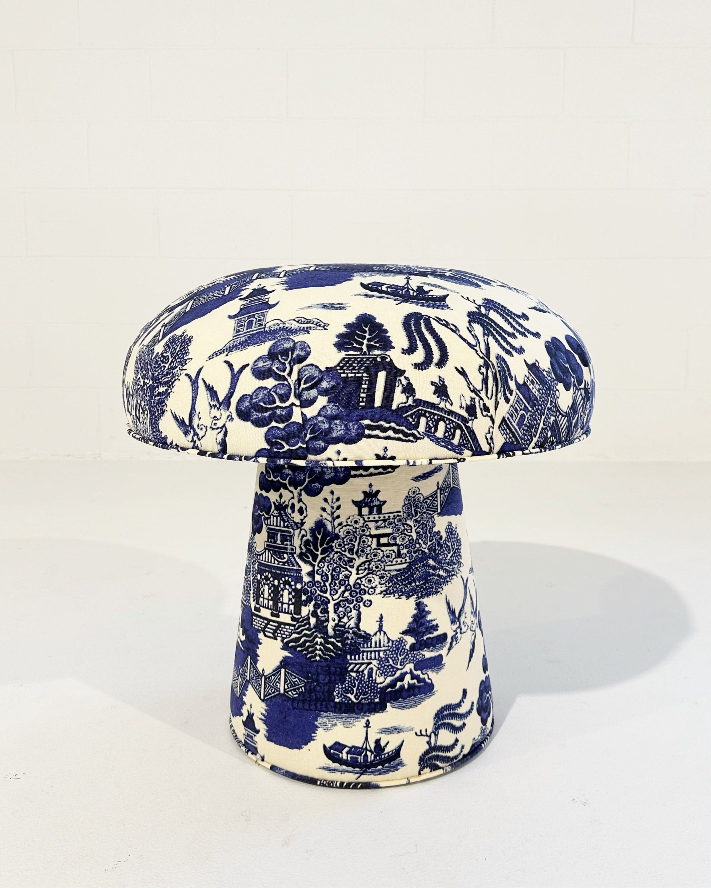 The Forsyth Mushroom Pouf in Beata Heuman Willow Linen Cotton