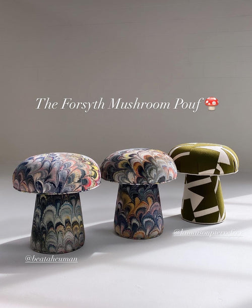 The Forsyth Mushroom Pouf in Pierre Frey Teddy Mohair