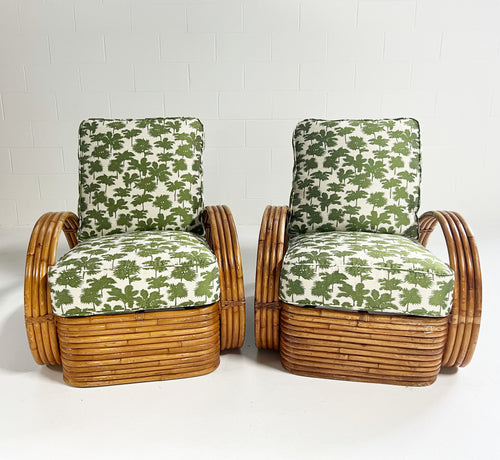 Frankl Style Rattan Chairs in Dedar Be Bop a Lula, Pair