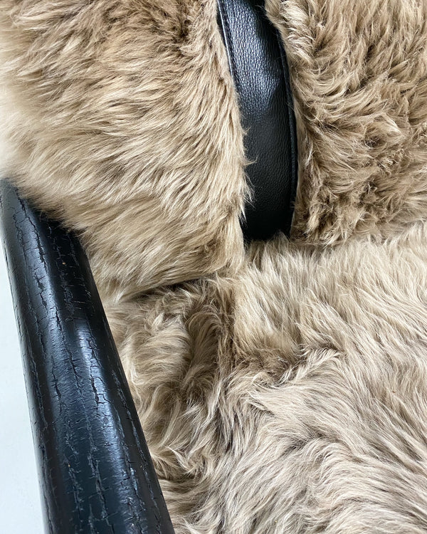 Black Butte Chair and Ottoman with Sheepskin Cushions