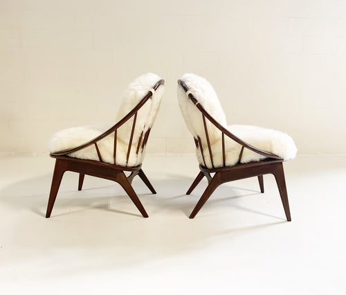 Bentwood Lounge Chairs with Sheepskin Cushions - FORSYTH