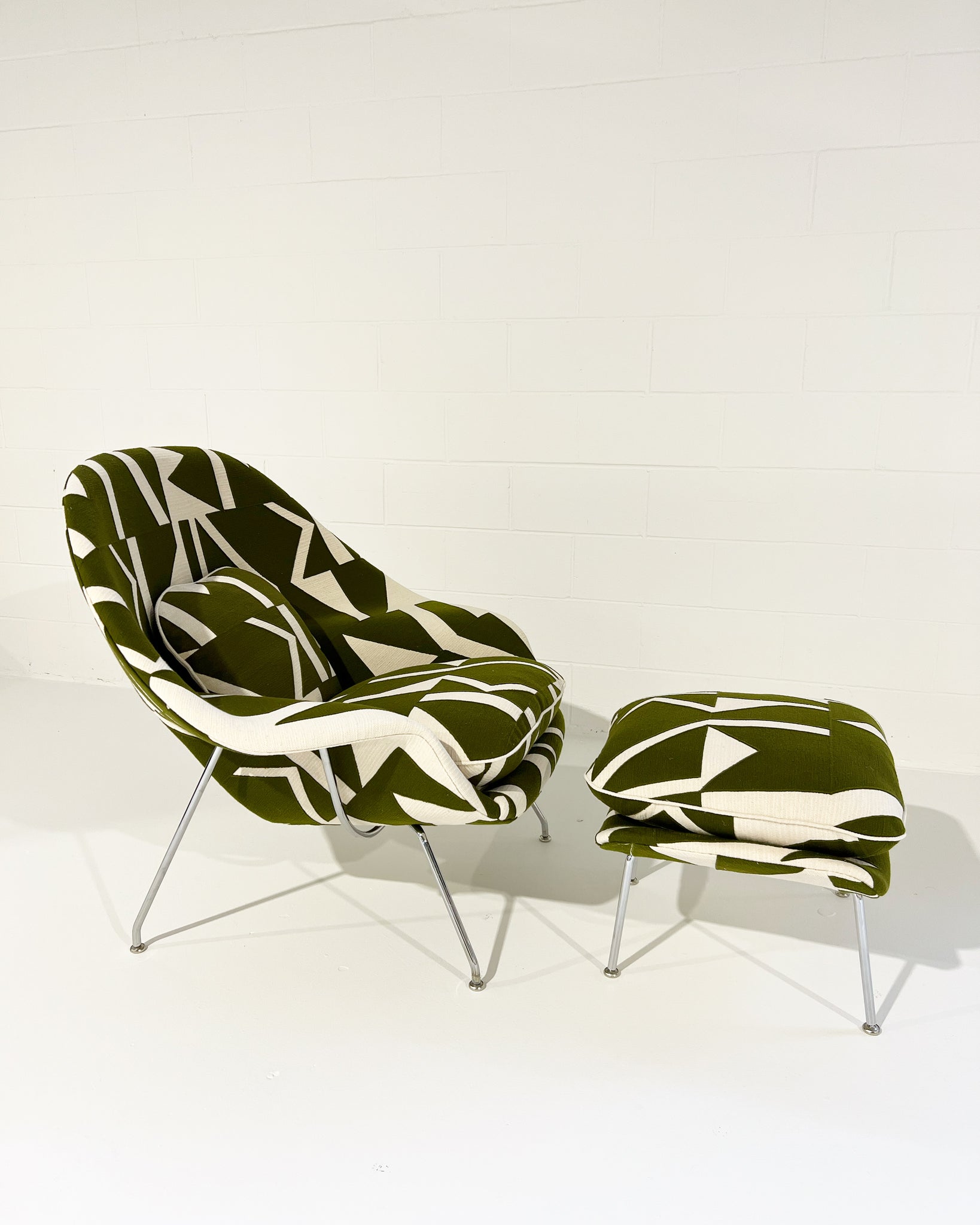 Bespoke Womb Chair and Ottoman in Pierre Frey 'Wokabi' Fabric