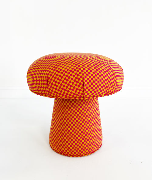 The Forsyth Mushroom Pouf in Maharam Checker by Alexander Girard