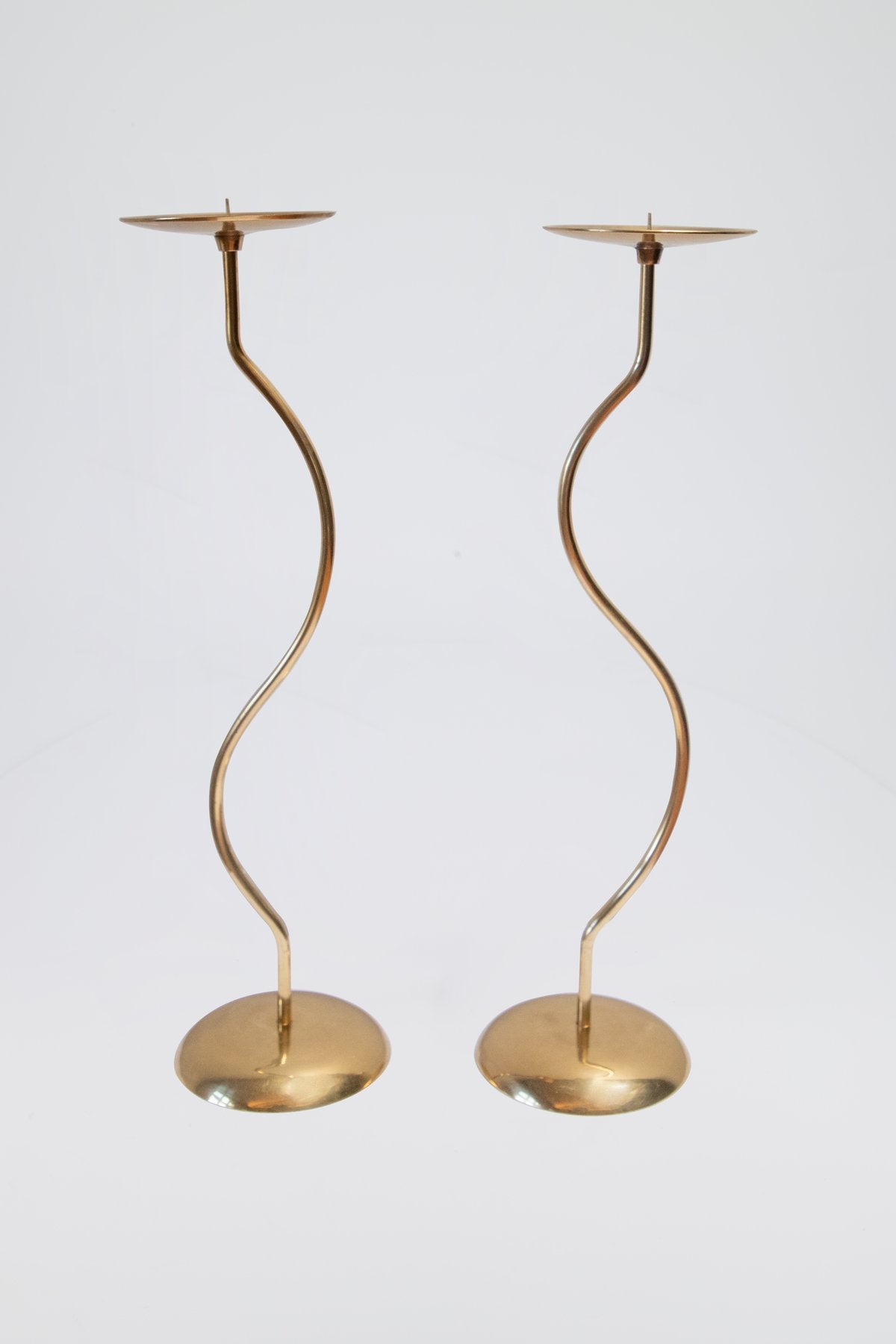 Dancing Duo Brass Candlesticks, Pair