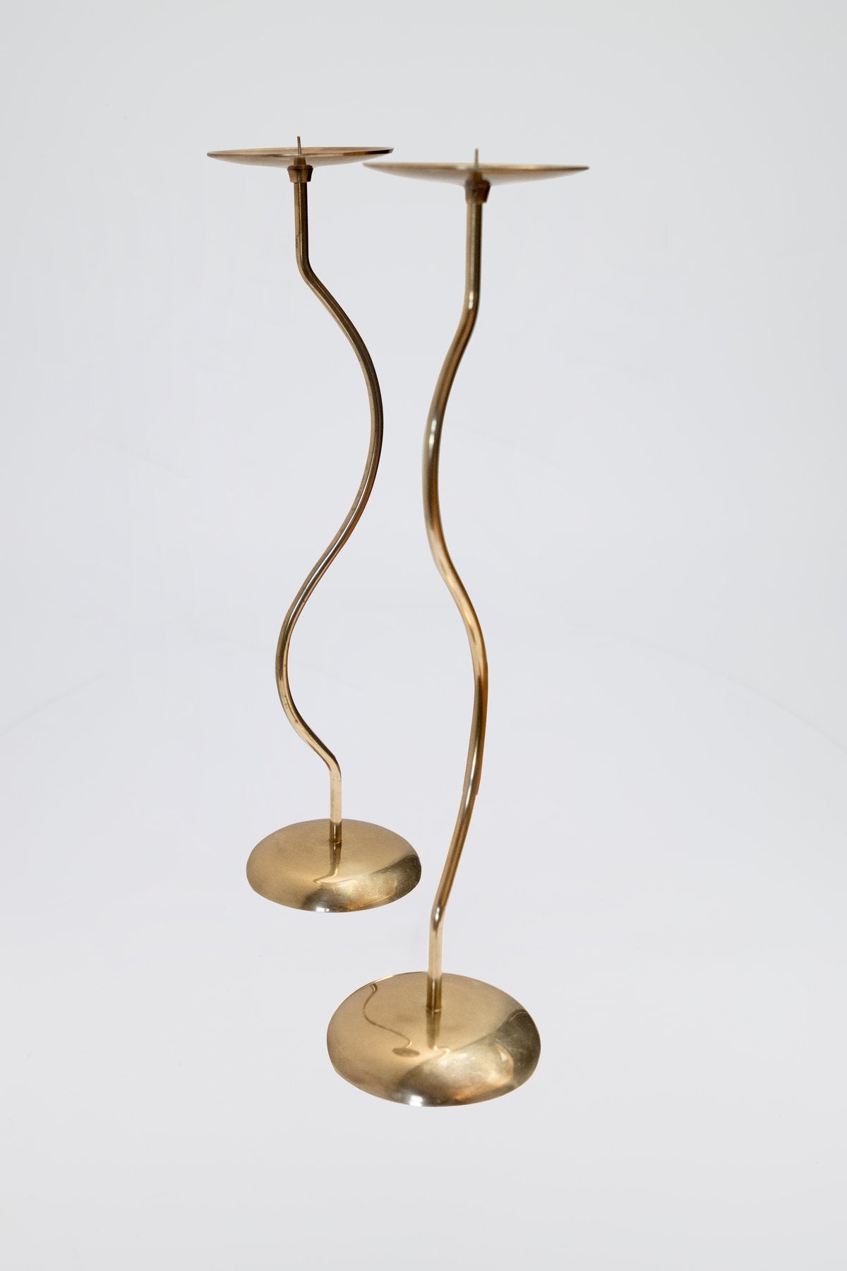 Dancing Duo Brass Candlesticks, Pair