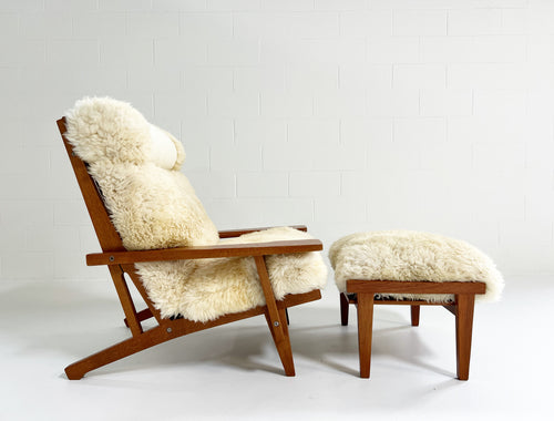 Model GE 375 Paddle Chair and Ottoman in California Sheepskin