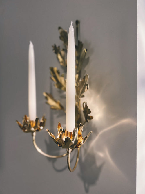 Oak Leaf Double Candle Sconce