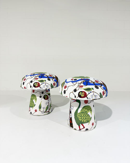 The Forsyth Mushroom Pouf in Josef Frank for Svenskt Tenn Gröna Fåglar