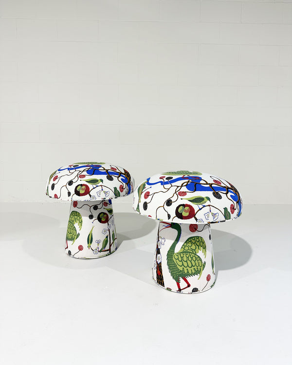 The Forsyth Mushroom Pouf in Josef Frank for Svenskt Tenn Gröna Fåglar