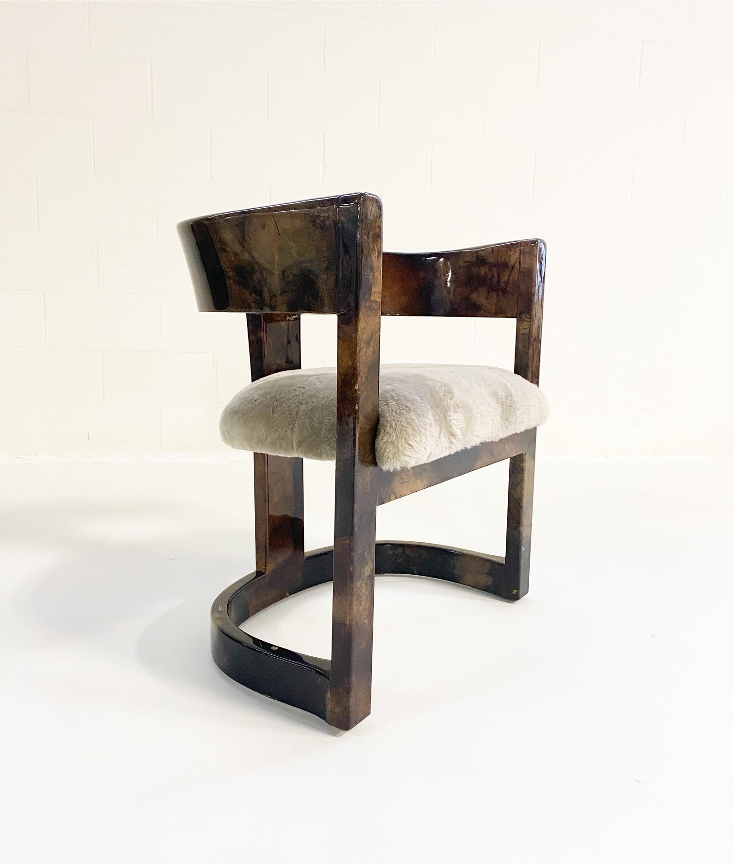 Lacquered Goatskin Armchair in Shearling - FORSYTH