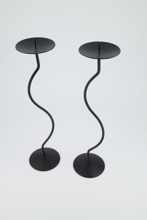 Dancing Duo Iron Candlesticks, Pair